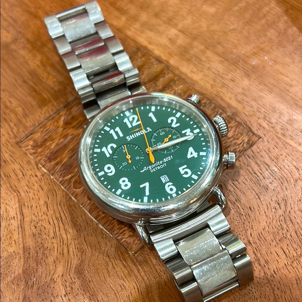 Shinola Green “Runwell” Watch + Band